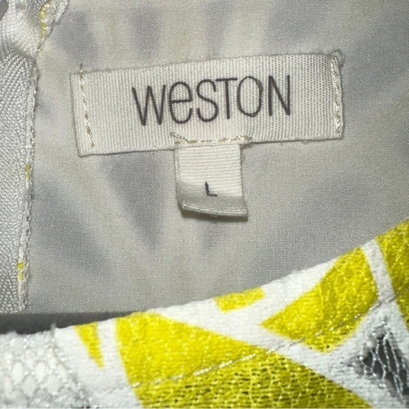 Anthropologie Weston Yellow and White Sheath Dress Large - Picture 4 of 6